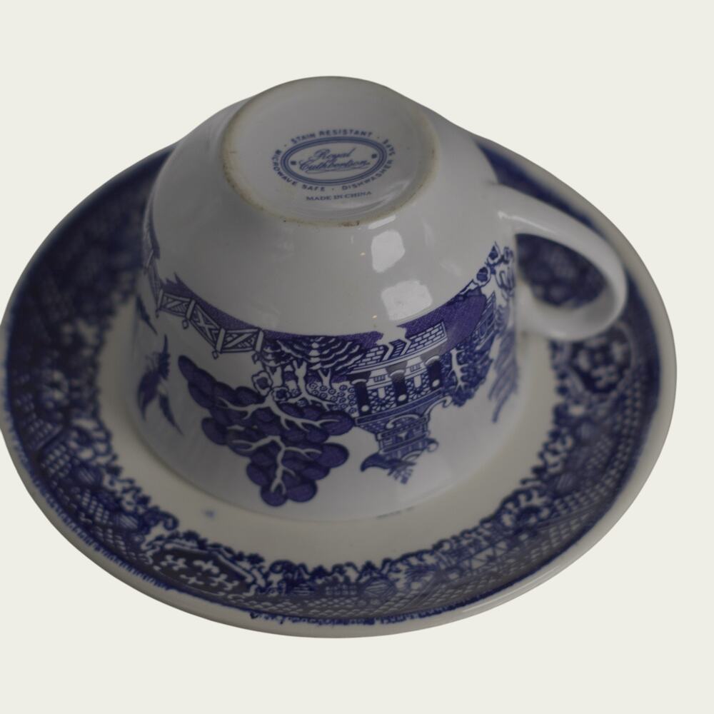 Royal Cuthbertson Blue Willow Demitasse Espresso Cups Saucers Set of 4 China - Picture 12 of 16